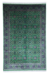 Hand-Knotted Afghani Bukharayi Wool Rug – 6’7″  x  9’9″