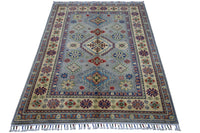 Hand-Knotted Afghani Kazak Wool Rug – 3’11″  x  5’6″