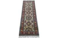 Hand-Knotted Afghani Kazak Wool Rug – 2’0″  x  6’2″