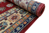 Hand-Knotted Afghani Kazak Wool Rug – 4’10″  x  6’6″