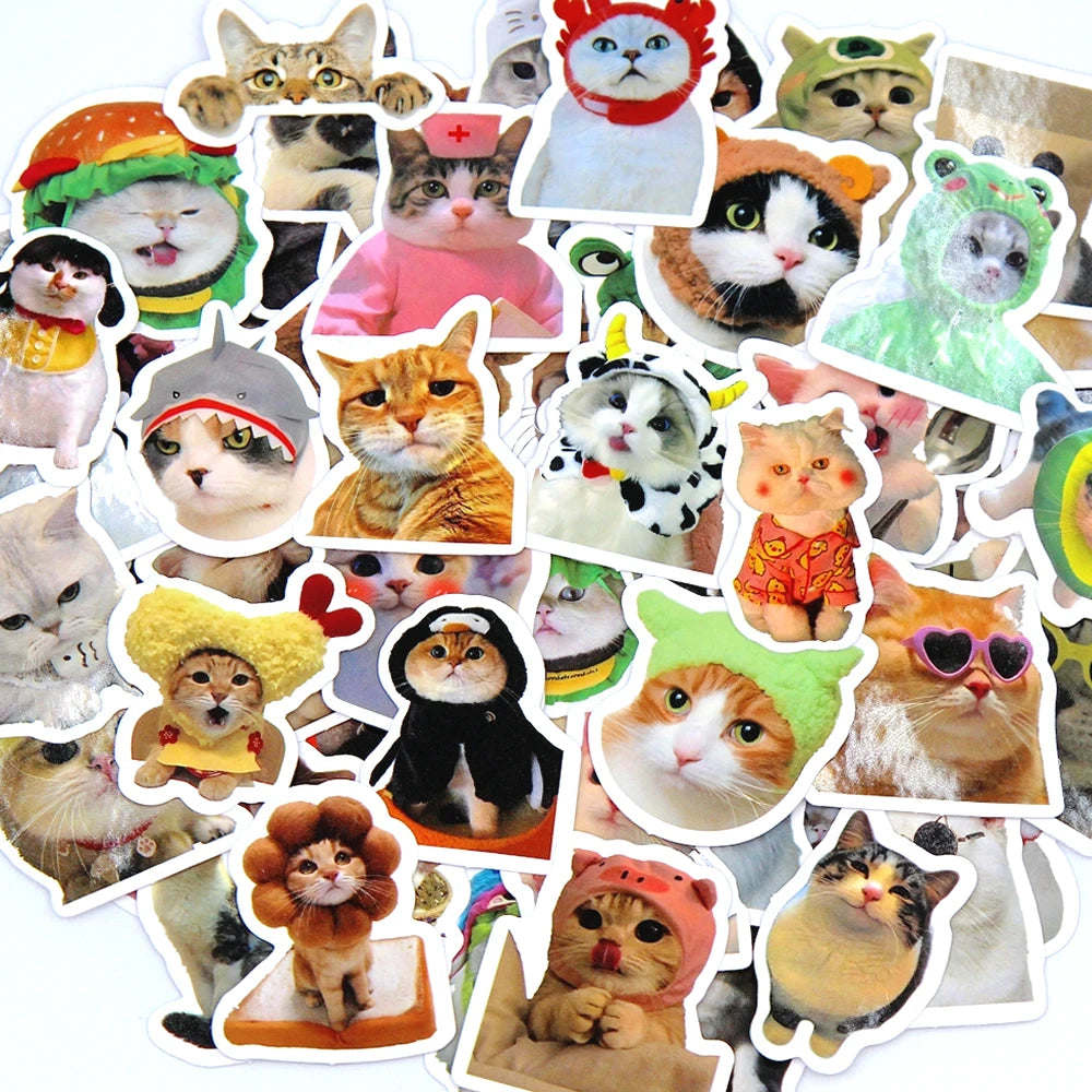 100/500/1000pcs Funny Cat Stickers Cartoon Cute Decals Toy Stationery Guitar Phone Bicycle Laptop Luggage Graffiti Kids Sticker Quick Pick Grocers