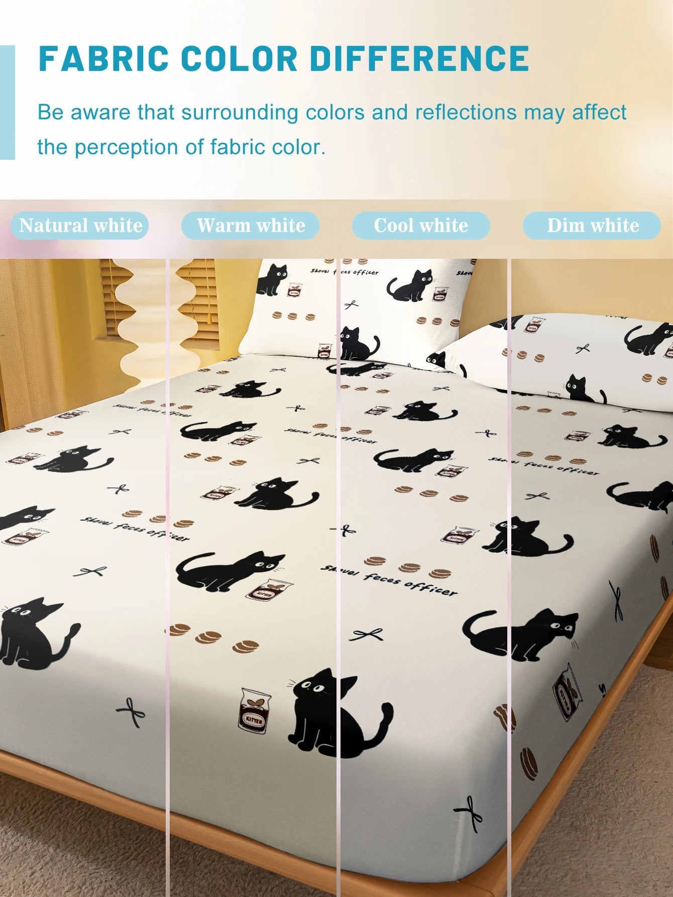 1 Cartoon Cute animal Cat printed matte Fitted Sheet, bedroom printed bed cover, bedding (excluding pillowcases) Quick Pick Grocers