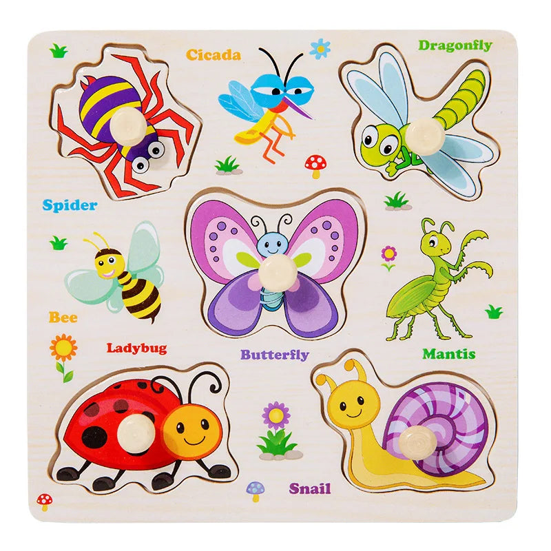 Baby Wooden Puzzles Montessori Toys 1 2 3 Years Toddler Toys Hand Grab Board Alphabet Number Cognition Learning Educational Toys Quick Pick Grocers