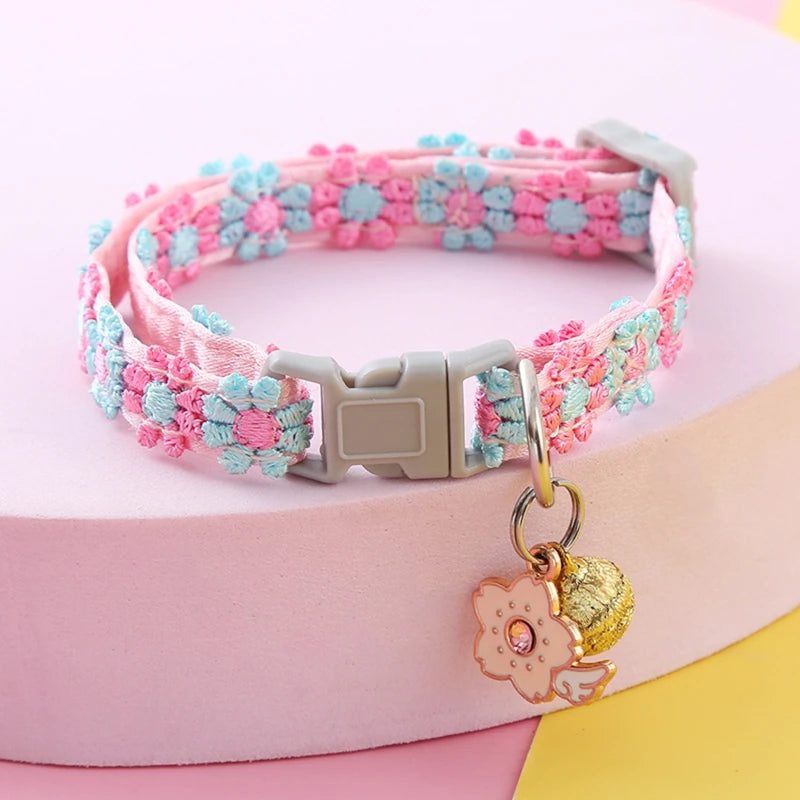 Pet Collar With Bell Cartoon Footprint Colorful Dog Puppy Kitten Collar Adjustable Safety Bell Ring Necklace Pet Accessories Econic Blanks