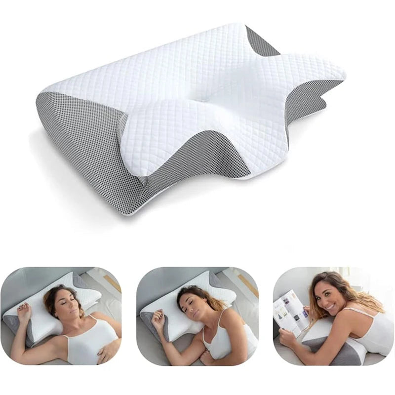 1pc Memory Foam Cervical Pillow, 2 in 1 Ergonomic Contour Orthopedic Pillow for Neck Pain, Contoured Support Pillows,Neck Pillow Econic Blanks