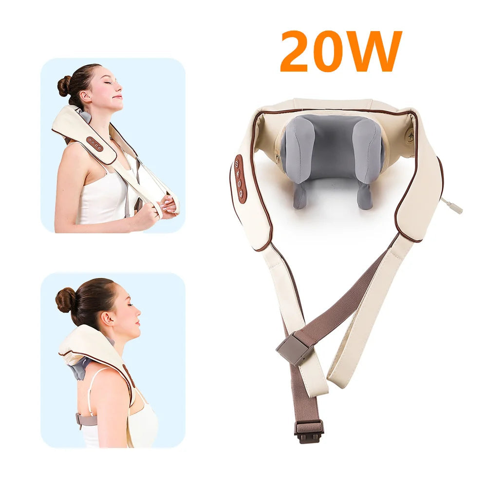Foreverlily 26W Neck And Shoulder Massager Wireless Shoulder And Back Kneading Massage Shawl Trapezius Neck Cervical masajeador Purest Peak