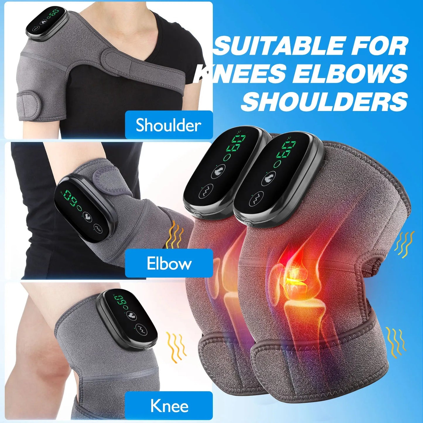Eletric Heating Knee Massage Device Vibration Knee Pads for Shoulder Elbow Joint Warm Massage Thermal Knee Pad Blood Circulation Quick Pick Grocers