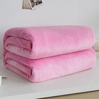 230GSM Coral Fleece Flannel Blankets For Beds Solid Blue Pink Soft Warm Thin Bedspread Sofa Cover Faux Fur Plaid Blanket Purest Peak
