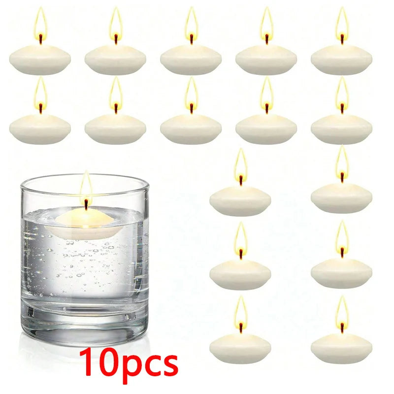 6/10/16Pcs Unscented Discs Candles Floating For Valentine's Day Party Wedding Home Bathtub Decor Romantic Confession Candlelight Purest Peak Salt