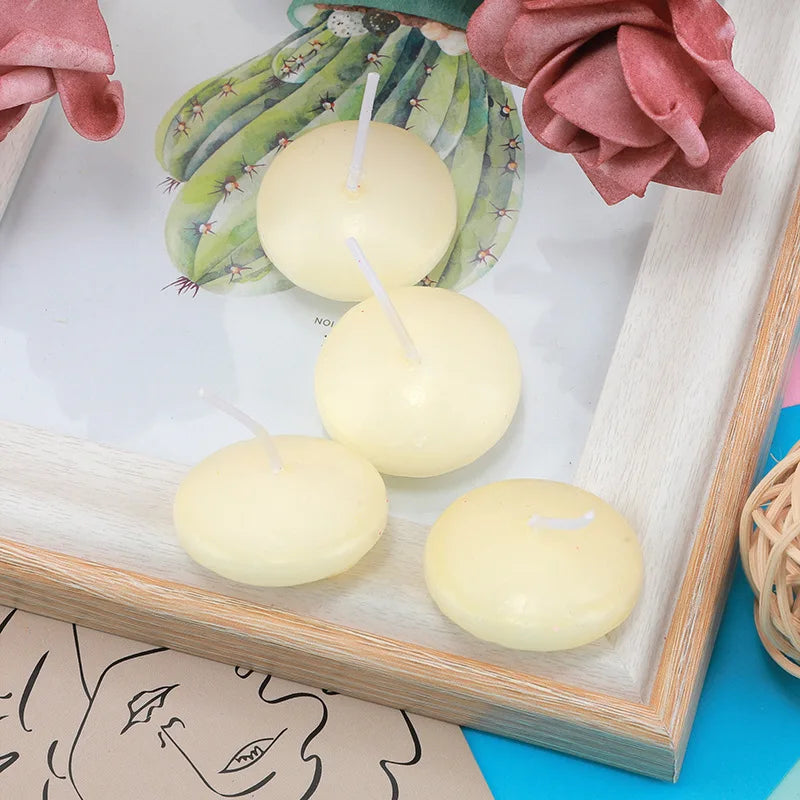 6/10/16Pcs Unscented Discs Candles Floating For Valentine's Day Party Wedding Home Bathtub Decor Romantic Confession Candlelight Purest Peak Salt