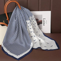 Luxury Print Satin Silk Square Scarf for Women Shawl Hijab Neckerchief Female Hair Ribbon Headband Fashion Wrap Bandana 2023 New Econic Blanks
