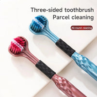3-Sided Toothbrush for Comprehensive Cleaning | Ideal Angle Design | Raised Tongue Coating Brush | 2-Pack | Soft Bristles for Ge Econic Blanks