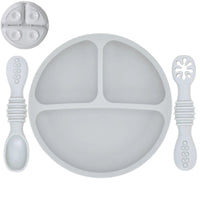 Silicone Baby Sucker Silicone Dining Plate Rice Spoon Set Cute Cartoon Children Dishes Smile Face Baby Tableware Retro Kid Bowl Purest Peak