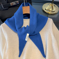 Knitted Scarf Women 100% Wool Winter Warm Scarves Bright Solid Color Design Thickened Shawl Soft Triangle Pashmina Neck 2025 NEW Quick Pick Grocers