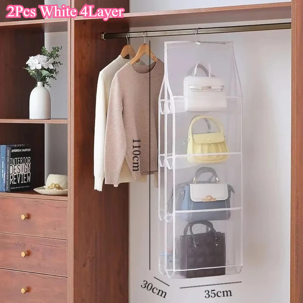 1/2Pcs Hanging Type Tote Bag Organizer Bags Eco-Friendly Dust-proof Three-dimensional Transparent Storage Organizer for Closet Econic Blanks