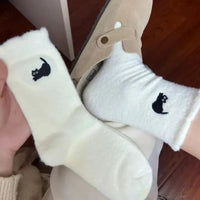 3Pairs Premium Feel Cute Cat Cozy Hairy Mink Velvet Socks Autumn Winter Hosiery Thickened Plush Warm Sleep Home Fluffy Socks Purest Peak