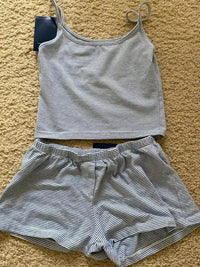 Strawberry Vest Shorts 2 Pieces Set Woman Eyelet Bow Slim Tank Top with Elastic Waist Patchwork Straight Short Pant Sweet Sets Quick Pick Grocers