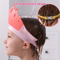 Adjustable Size Children Shampoo Cap Crown Baby Shower Cap Cartoon Bath Visor Infant Hair Shield Ear Protection Waterproof Purest Peak