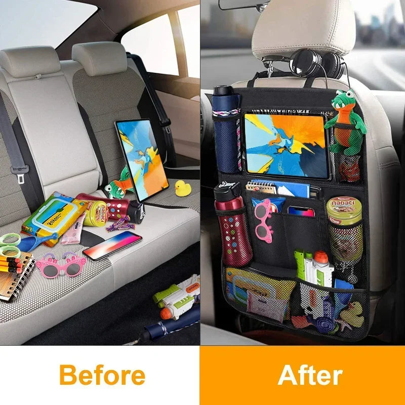 Car Seat Organizer Multifunctional Oxford Fabric Car Back Multi Pocket Storage Bag with Tablet Holder Protector for Kids Econic Blanks