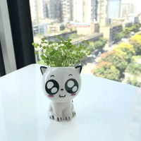 1pc Ceramic Flowerpot Mini Cat Cartoon Cute Plant Desktop Potted Plant Pot DIY Decorate Toys Science Education School Gifts Quick Pick Grocers