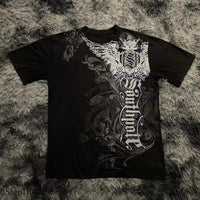 Classic Y2K Gothic Style T-shirt Print Oversized T Shirt High Street Shirts Gothic Round Neck Cotton Tops New Mens Women T Shirt Quick Pick Grocers