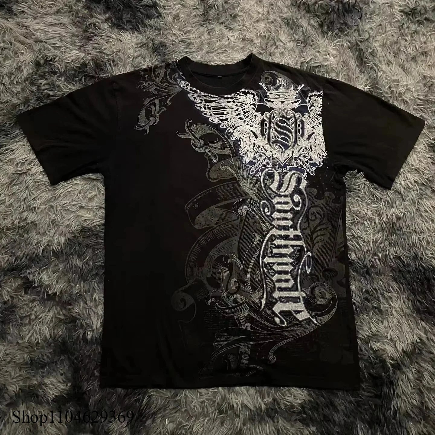 Classic Y2K Gothic Style T-shirt Print Oversized T Shirt High Street Shirts Gothic Round Neck Cotton Tops New Mens Women T Shirt Quick Pick Grocers