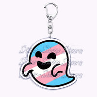 Cute Lgbt Halloween Keychain for Accessories Bag Gay Pride Lgbtq Spooky Ghost Lesbian Keyring Jewelry Rainbow Fans Friends Gifts Quick Pick Grocers