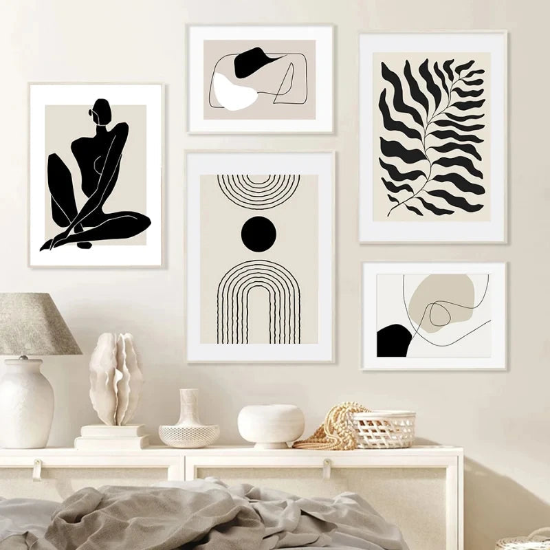 Geometric Leaf Rainbow Abstract Boho Canvas Prints Bohemia Line Poster Nordic Room Wall Aesthetics Art Painting For Home Decor Quick Pick Grocers