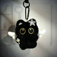 Cute Cartoon Plush Black Cat Keychain Bag Pendant Decoration Kawaii Stuffed Doll Toy Car Keyring Accessories Couples Gift Quick Pick Grocers
