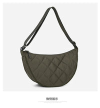 Waist Half Moon Belt Bag Solid Color Crossbody Bag Large Capacity Shoulder Bags Portable Nylon Plaid Travel Bags for Commuting Quick Pick Grocers