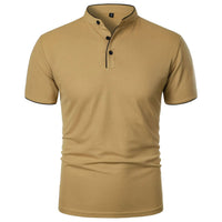Summer Men's Short Sleeve Collar Tshirts New Solid Color Casual Polo Shirt Trendy Breathable Loose Basic Splice Top Quick Pick Grocers