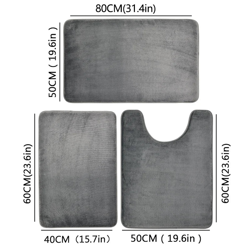 Three Piece Toilet, Bath Floor Mat, Shower Mat, Bath Absorbent Mat, Non Slip Carpet, Soft and Comfortable, Laundry Room. Quick Pick Grocers