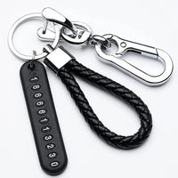 Trendy DIY Mobile Phone Number Plate Pendant Keychain for Men Punk Simple Woven Leather Rope Anti-lost Car Key Chain Accessories Econic Blanks