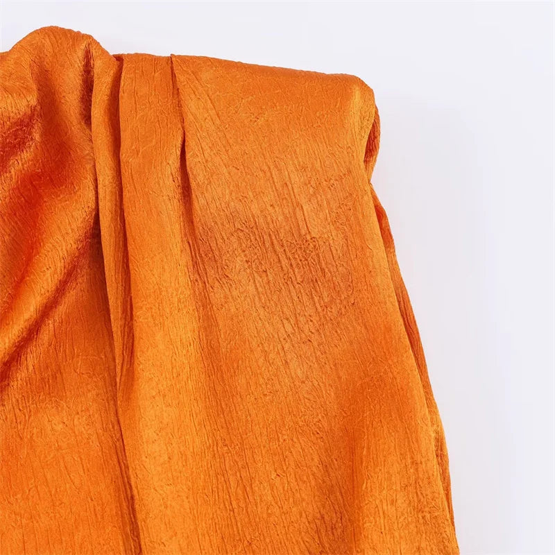 Women's Top 2026 Spring New Style Orange Sleeveless Satin Texture Long Ribbon Top Elegant and Stylish Unique Fashion Focus Quick Pick Grocers