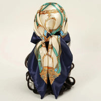 Satin Square Scarf Women Muslim Hijab Elegant 2025 Print Silk Neckerchief Shawl Wraps Headband Handle Hair Accessories Bandana Econic Blanks