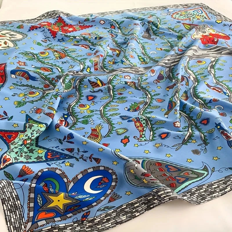 90*90Cm Square Scarf Twill Silk Feeling Women Head Shawls and Wraps Luxury Hair Tree Print Neck Scarves Hijab Bandana Pashmina Econic Blanks