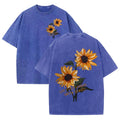 Lift Is Good Beautiful Sunflower Print Washed T Shirts Women Soft Cotton T-Shirt Street Creative Short Sleeve Summer Casual Tops Quick Pick Grocers