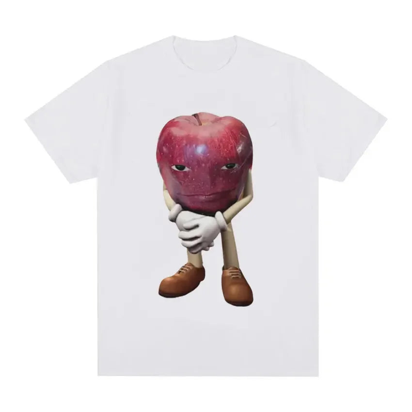 Funny Me Asf Apple with Face Meme T Shirt Unisex Fashion High Quality T Shirts Men Retro Casual Short Sleeve T-shirt Tops Quick Pick Grocers