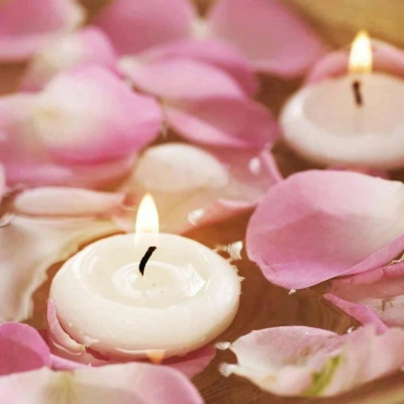 6/10/16Pcs Unscented Discs Candles Floating For Valentine's Day Party Wedding Home Bathtub Decor Romantic Confession Candlelight Purest Peak Salt