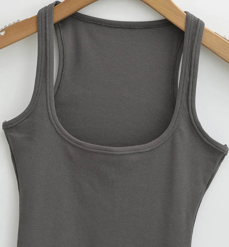 Women's Sculpted Square Neck Tank Top Summer Slim Fit Workout Athletic Crop Tops for Women Quick Pick Grocers