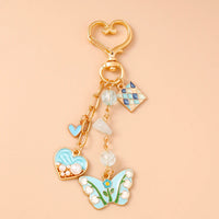 Cute Enamel Flower Butterfly Keychain Women Girls Love Heart Key Ring Pendants Handbag Decor DIY Handmade Jewelry Gifts Quick Pick Grocers