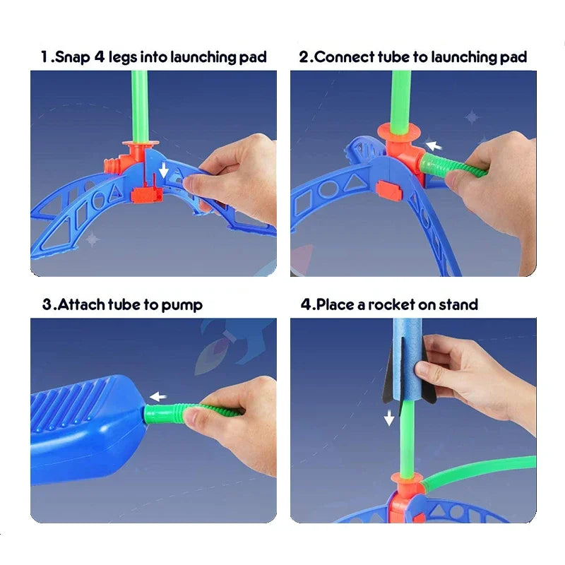 Kids Outdoor Rocket Foot Pump Outdoor Air Pressing Soaring Rocket Suit Jumps Air Powered Rocket Launcher Game Children Toy Gifts Econic Blanks