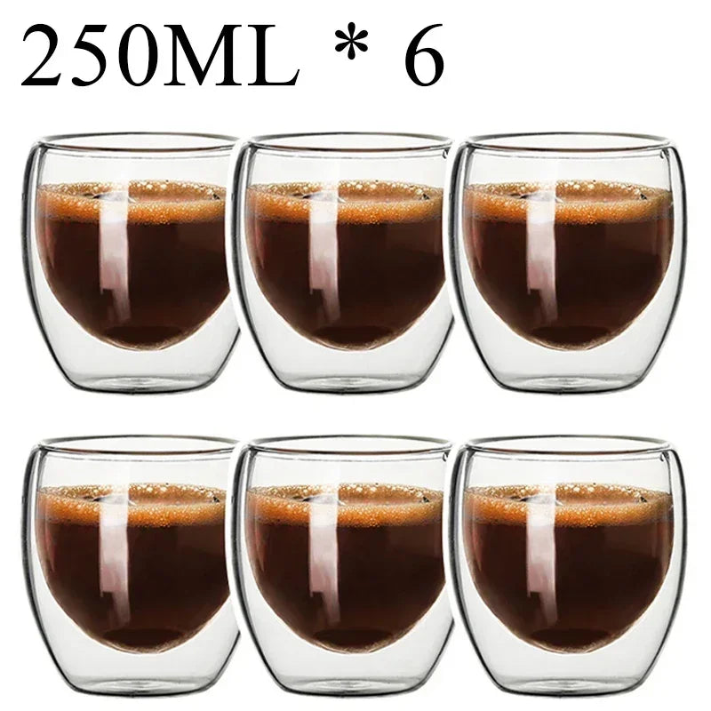 2-18PCS Double Wall High Borosilicate Glass Mug Heat Resistant Tea Milk Juice Coffee Water Cup Bar Drinkware Gift Creativity Set Quick Pick Grocers