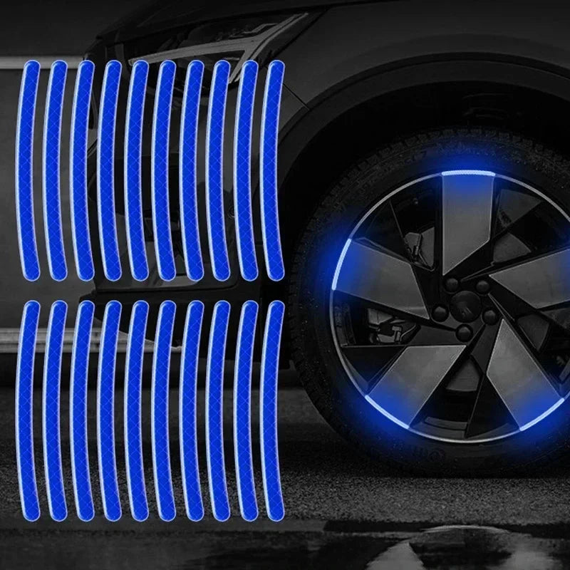 Car Wheel Hub Reflective Stripes Stickers – Night Safety Tire Rim Decals, Waterproof Warning Tape for Vehicle Decoration Econic Blanks