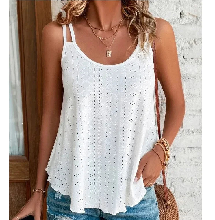 Large Big 5xl Women Leisure Simple Boho Camis Tops Women's Hollow Out Top Pullovers New Summer Casual Beach Shirts Clothing Quick Pick Grocers