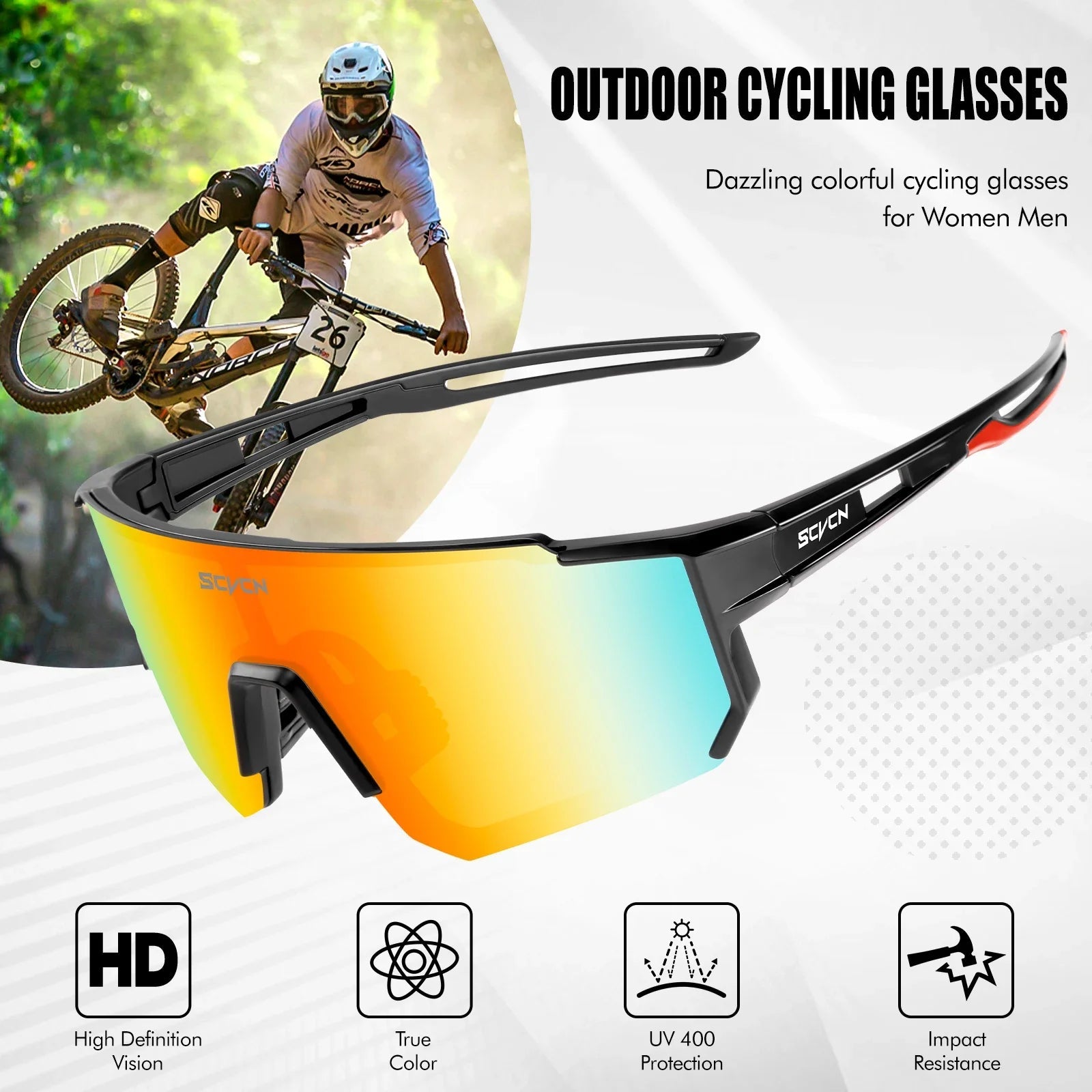 SCVCN Snow Sunglasses Hiking Eyewear Outdoor Cycling for Women Men MTB Bike Glasses Sports Mountain Cycling UV400 Skiing Goggles Quick Pick Grocers