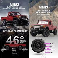 MN82 4WD Off-road Rc Car With LED Lights 1:12 Full-scale Simulation Professional 2.4G Remote Control Pickup Truck Model Kids Toy Quick Pick Grocers