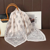 Luxury Print Satin Silk Square Scarf for Women Shawl Hijab Neckerchief Female Hair Ribbon Headband Fashion Wrap Bandana 2023 New Econic Blanks