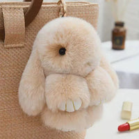 ZAKOL 15cm Fluffy Rabbit Fur Pompon Bunny Keychain Soft Cute Rabbit Toy Key Chain Bag Decoration Accessories Gift for Girls Quick Pick Grocers