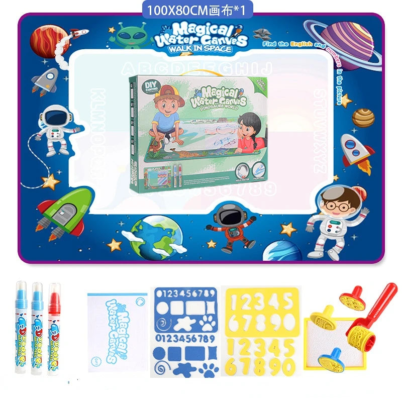 100x80CM Magic Water Drawing Mat Coloring Doodle With Reusable Magic Pens Montessori Painting Board Educational Toys Kids Gifts Econic Blanks